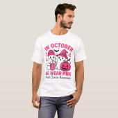 in October We Wear Pink Ghost Breast Cancer Awaren T-shirt (Voorkant volledig)