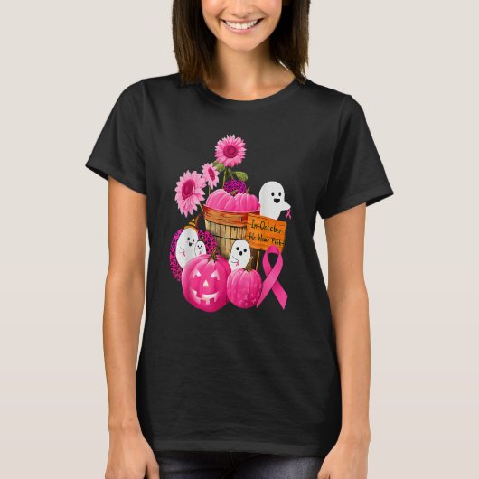 In October We Wear Pink Ghosts & Pumpkins For Brea T-shirt (Voorkant)
