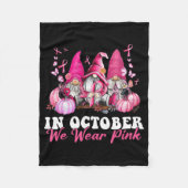 In October We Wear Pink Gnome Breast Cancer Awaren Fleece Deken (Voorkant)
