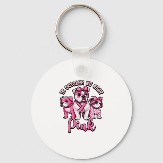 In October We Wear Pink � Halloween Cute Dogs Brea Sleutelhanger (Voorkant)