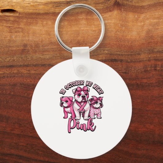 In October We Wear Pink � Halloween Cute Dogs Brea Sleutelhanger (Voorkant)
