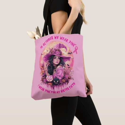 In October We Wear Pink Halloween Witch Tote Bag (Dichtbij)