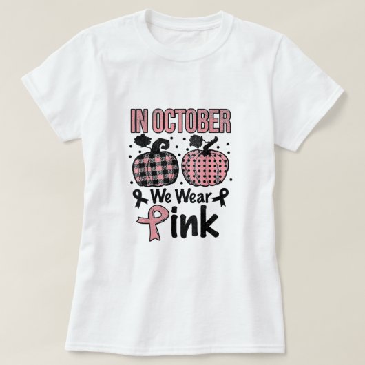In October we wear pink Happy Halloween Breast can T-shirt (Design voorkant)
