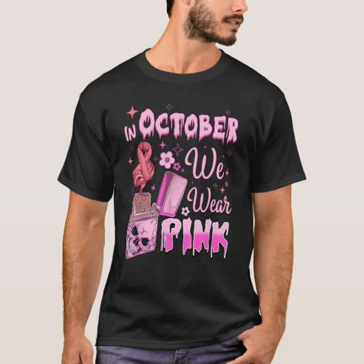 In October We Wear Pink Retro Fire Clipper Lighter T-shirt (Voorkant)
