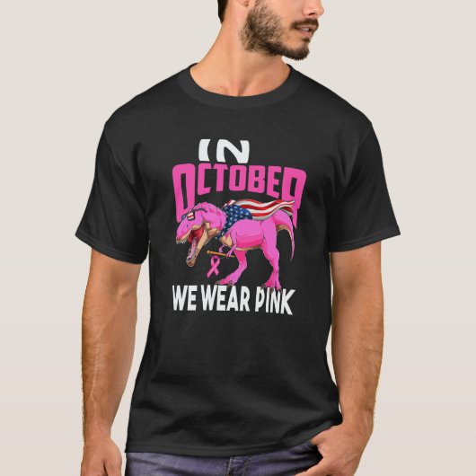 In October We Wear Pink Rex Mom American Flag Wome T-shirt (Voorkant)