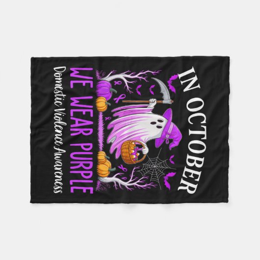 In October We Wear Purple Domestic Violence Ghost  Fleece Deken (Voorkant (Horizontaal))