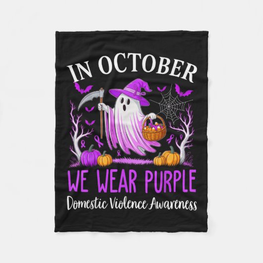 In October We Wear Purple Domestic Violence Ghost  Fleece Deken (Voorkant)