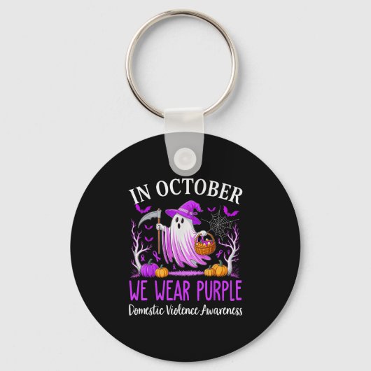 In October We Wear Purple Domestic Violence Ghost  Sleutelhanger (Voorkant)