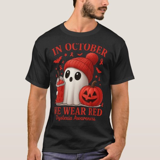 In October We Wear Red Dyslexia Awareness Hallowee T-shirt (Voorkant)