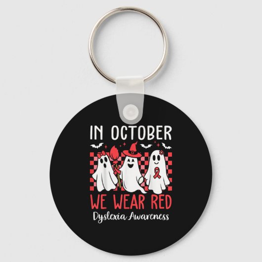 In October We Wear Red Dyslexia Awareness Month Ha Sleutelhanger (Voorkant)