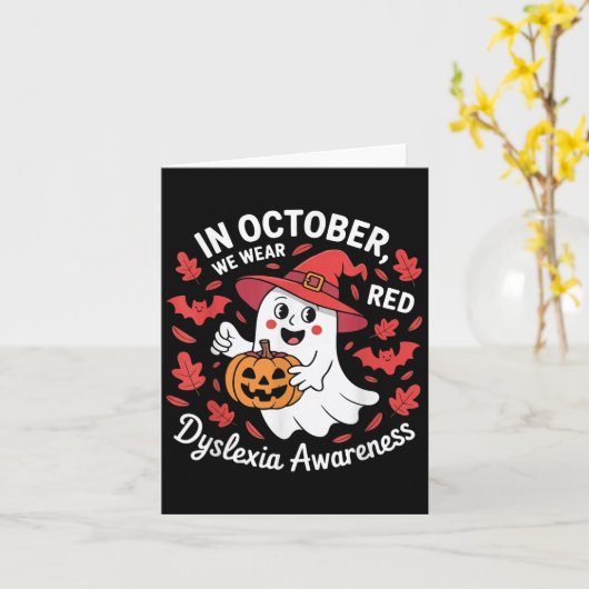 In October We Wear Red For Dyslexia Awareness Hall Kaart (Gele Bloem)