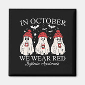 In October We Wear Red Ghost Teacher Dyslexia Awar Magneet (Voorkant)