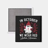 In October We Wear Red Ghost Teacher Dyslexia Awar Magneet (Voorkant / Achterkant)