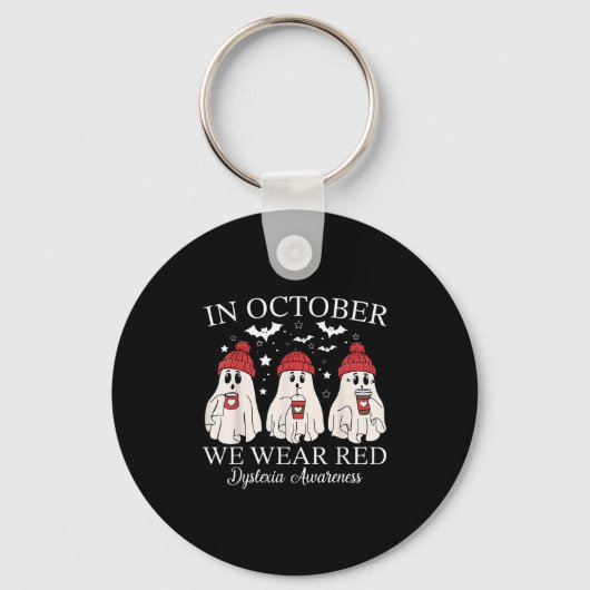 In October We Wear Red Ghost Teacher Dyslexia Awar Sleutelhanger (Voorkant)