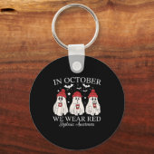 In October We Wear Red Ghost Teacher Dyslexia Awar Sleutelhanger (Voorkant)
