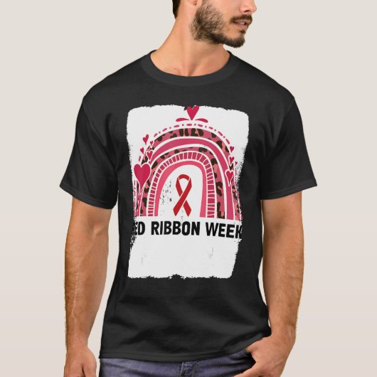 In October We Wear Red Ribbon Week Awareness 4 T-shirt (Voorkant)