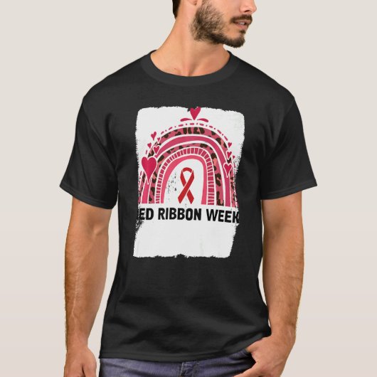 In October We Wear Red Ribbon Week Awareness T-shirt (Voorkant)