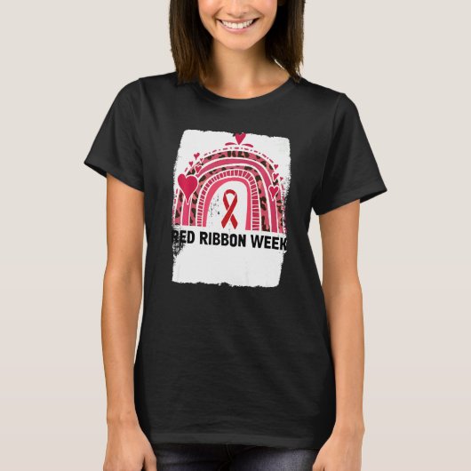 In October We Wear Red Ribbon Week Awareness   T-shirt (Voorkant)
