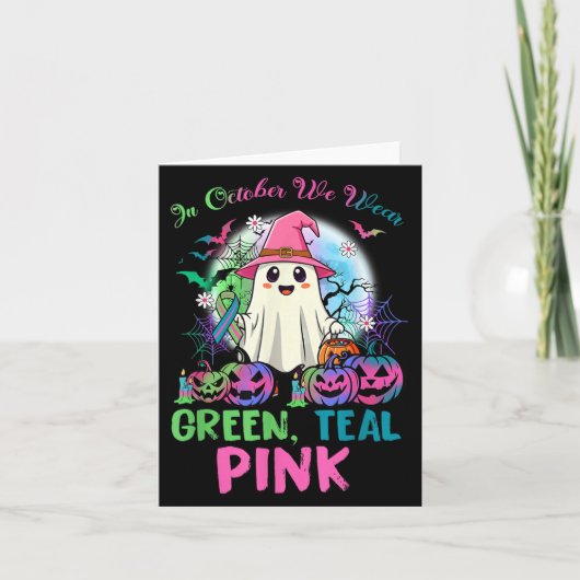 In October We Wear Teal Nk Halloween Metastatic Br Kaart (Voorkant)