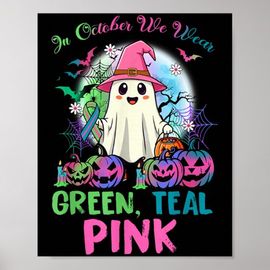 In October We Wear Teal Nk Halloween Metastatic Br Poster (Voorkant)