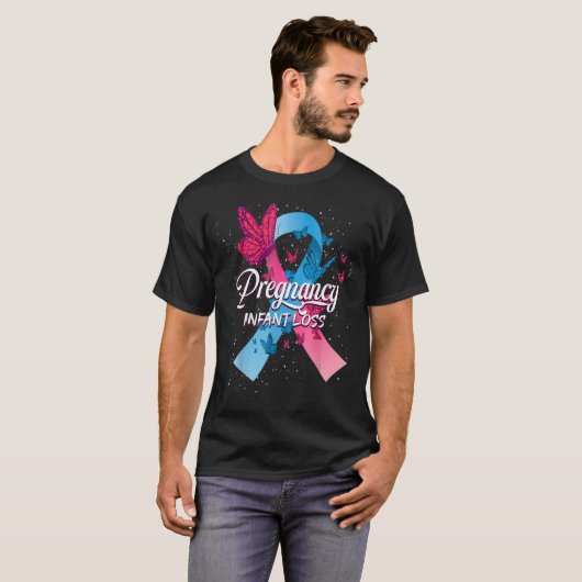 In oktober Draag Blue Pink Pregnancy & Baby Loss T-shirt (Voorkant volledig)