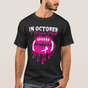In oktober Draag ik K Football lippen borstkanker T-shirt
