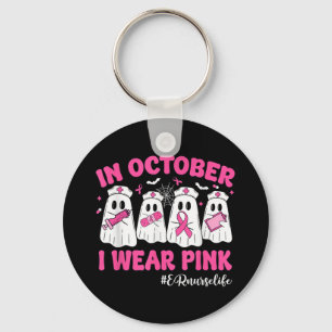 In oktober Draag ik Pink Er Nurse Life Borstkanker Sleutelhanger