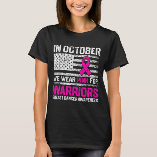In oktober draag roze voor warriors borstkanker t-shirt