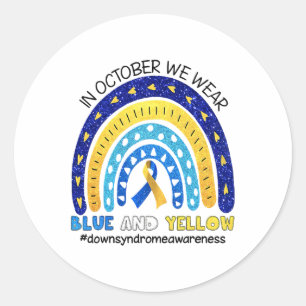 In oktober Draag we blauw en geel omlaag syndroom Ronde Sticker