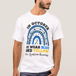 In oktober Draag we blauw en geel omlaag syndroom T-shirt