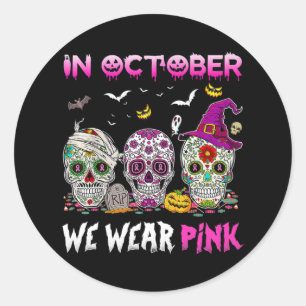 In oktober Draag we borstkankerbewuster roze soep Ronde Sticker