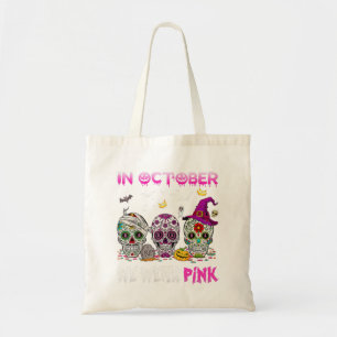 In oktober Draag we borstkankerbewuster roze soep Tote Bag