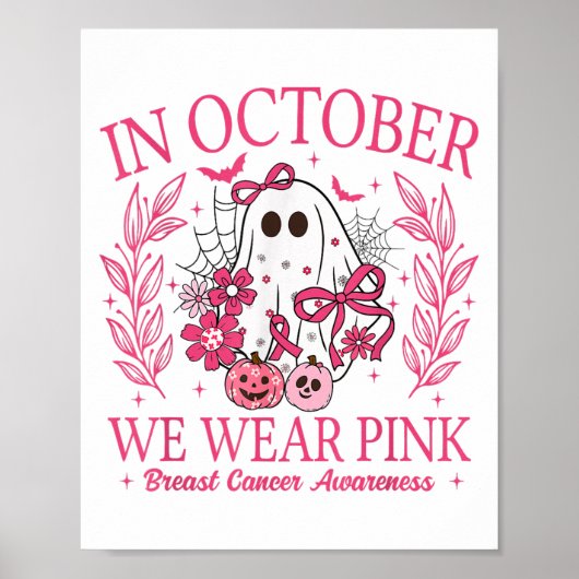 In oktober Draag we de Halloween Breast Cancer Awa Poster (Voorkant)