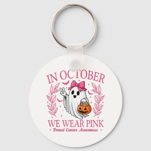 In oktober Draag we de Halloween Breast Cancer Awa Sleutelhanger (Voorkant)