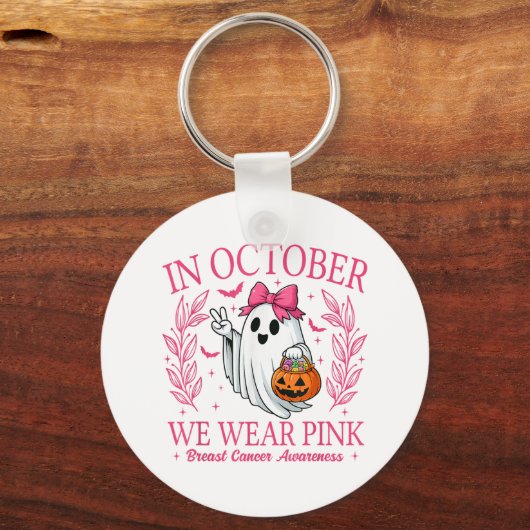 In oktober Draag we de Halloween Breast Cancer Awa Sleutelhanger (Voorkant)
