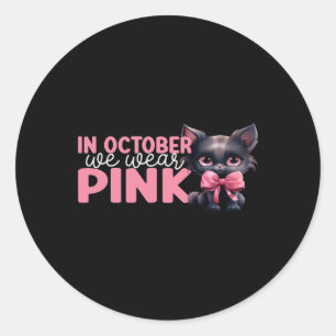 In oktober Draag we de Pink October Breast Cancer Ronde Sticker