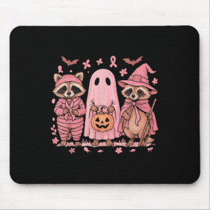 In oktober Draag we de Pink Raccoon Breast Cancer  Muismat