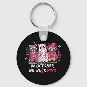 In oktober Draag we de Pink Raccoon Breast Cancer Sleutelhanger