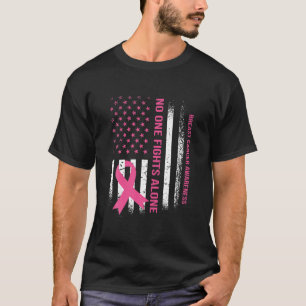 In oktober Draag we de roze Amerikaanse vlag Breas T-shirt