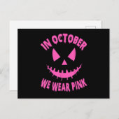 In oktober Draag we de roze borstkankerpompoen Aankondigingskaart (Voorkant / Achterkant)