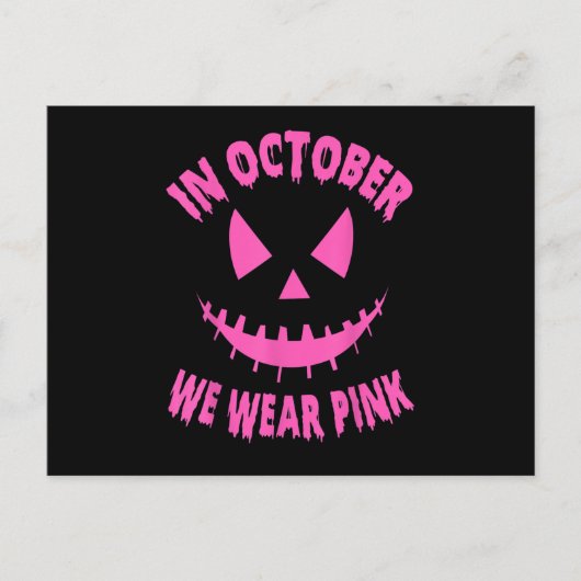 In oktober Draag we de roze borstkankerpompoen Aankondigingskaart (Voorkant)