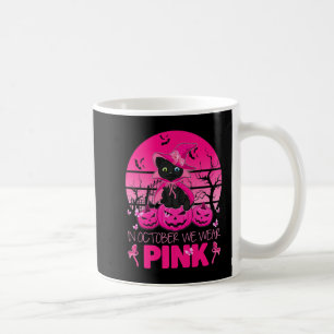 In oktober Draag we de roze kat halloween Breast Koffiemok