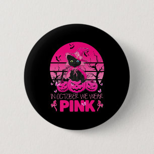 In oktober Draag we de roze kat halloween Breast Ronde Button 5,7 Cm