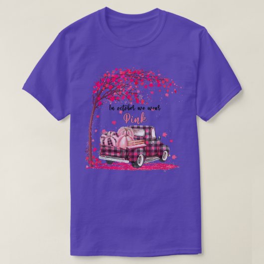 In oktober Draag we de roze lintplaat vrachtwagen  T-shirt (Design voorkant)