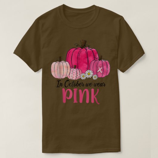 In oktober Draag we de roze pompoen borstkanker oo T-shirt (Design voorkant)