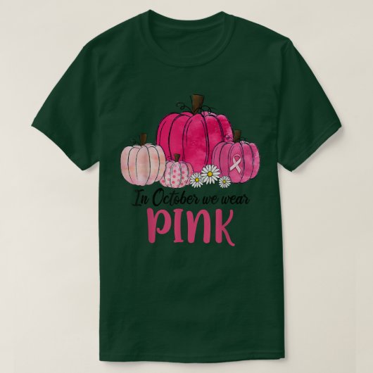 In oktober Draag we de roze pompoen borstkanker oo T-shirt (Design voorkant)