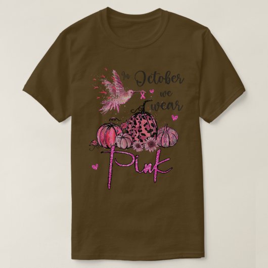 In oktober Draag we de roze pompoen borstkanker oo T-shirt (Design voorkant)