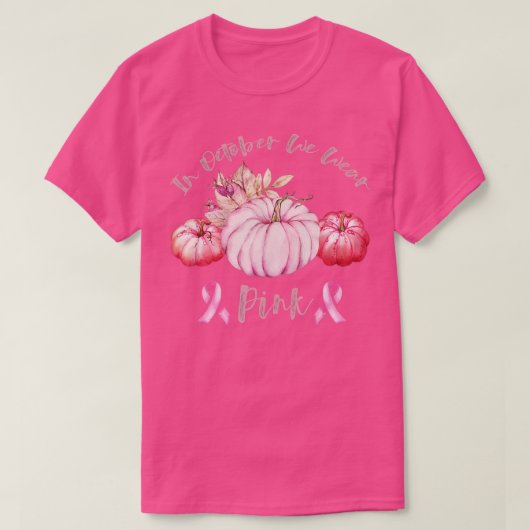 In oktober Draag we de roze pompoen borstkanker oo T-shirt (Design voorkant)