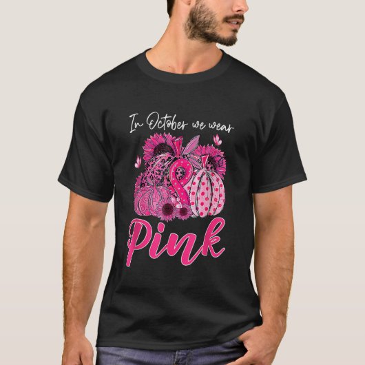 In oktober Draag we de roze pompoen borstkanker oo T-shirt (Voorkant)