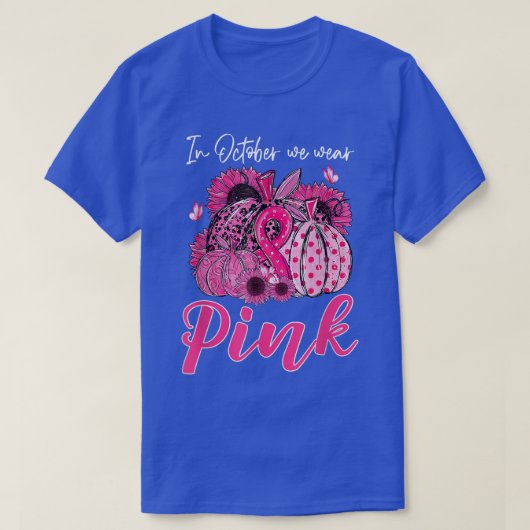 In oktober Draag we de roze pompoen borstkanker oo T-shirt (Design voorkant)